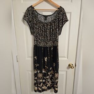 Lane Bryant Black and Brown Patterned Midi Dress Size 22/24W